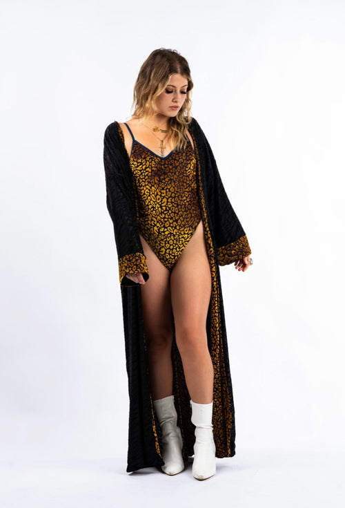 Animalia Robe, Duster, Kimono, festival kimono, festival robe, leopard print kimono, leopard print robe, reversible robe, velvet robe, velvet kimono, burnout velvet robe, burnout velvet duster