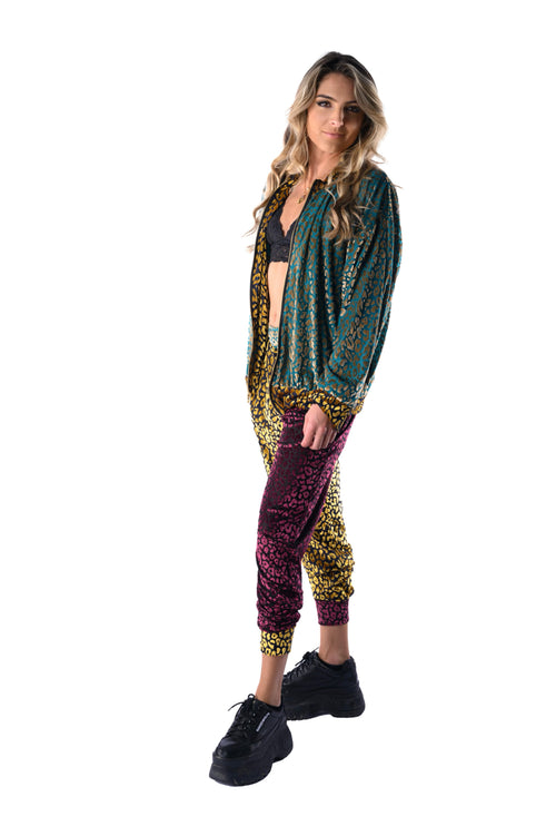 Reversible Burnout Bomber Gold/Turquoise Unisex