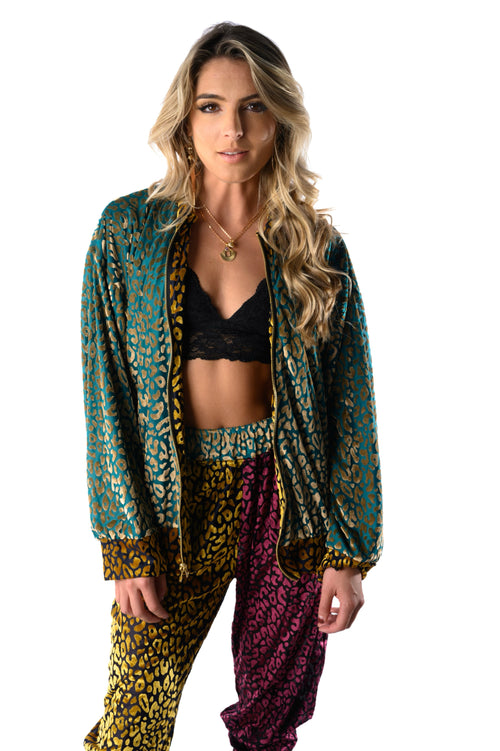 Reversible Burnout Bomber Gold/Turquoise Unisex