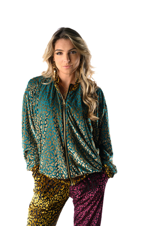 Reversible Burnout Bomber Gold/Turquoise Unisex