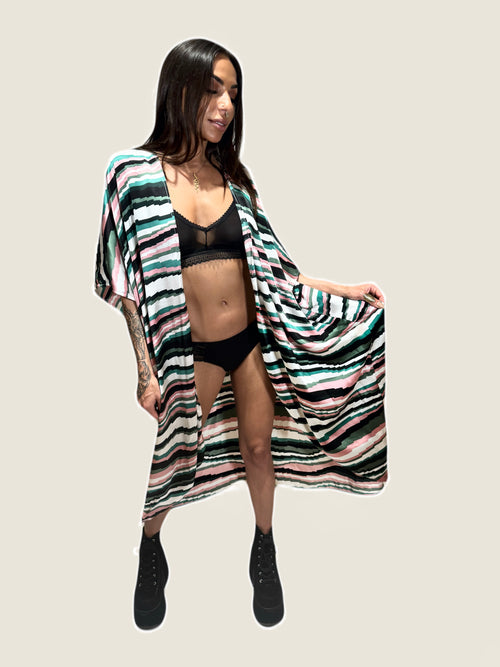 High Vibe Haboti Silk Stripe Kimono