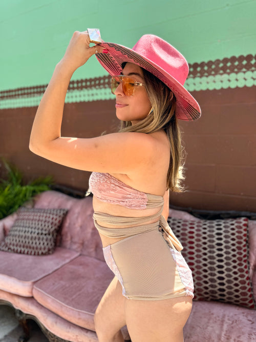 festival top, festival outfit, festival bottoms, white mesh top, festival bottoms, fashion outfit, gold bottoms, white bottoms, white mesh bottoms, nude festival bottoms, nude festival top, nude wrap top, nude festival outfit, pink wrap top, pink velvet bottoms, pink festival outfit