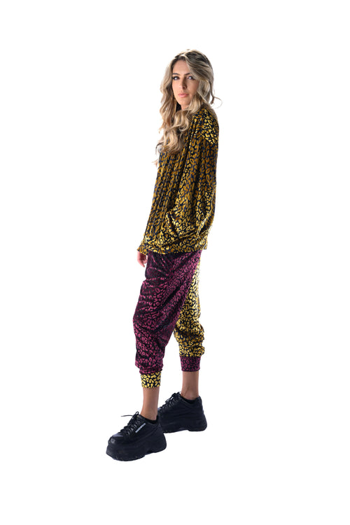 fashion, outfits, festival fashion, jacket pant set, unisex clothing, reversible jacket,  matching set, joggers, designer clothing, animal print jacket, animal print pants, cheetah pants, loungewear