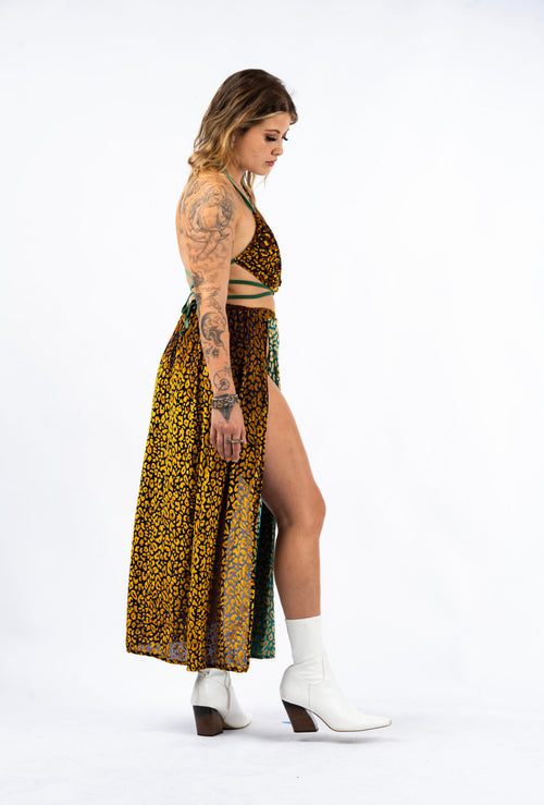 Outfit, fashion, festival fashion, animal print, matching set, maxi skirt, top, designer clothing, fashion trends, cheetah print skirt